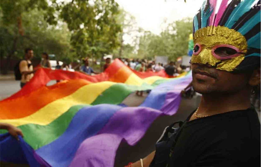 Participants take part in a gay pride march in New Delhi