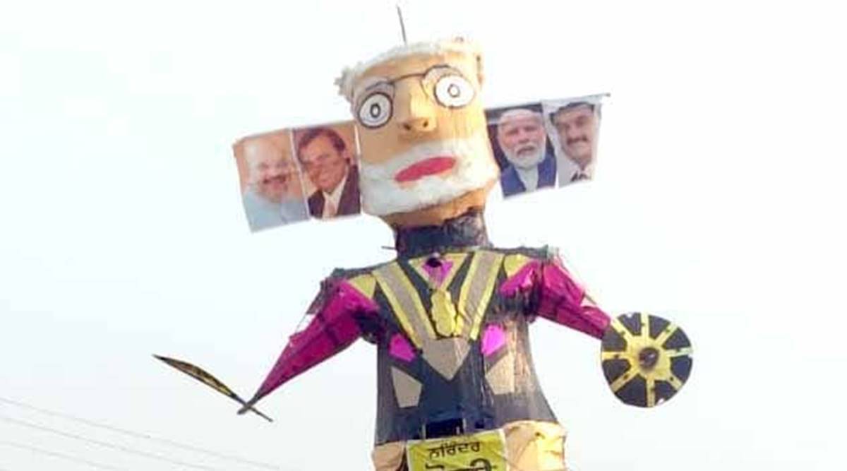 people celebrates Dussehra by Burnt effigies of pm