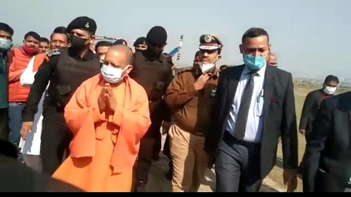 Chief Minister Yogi Adityanath arrives to visit the development action plan