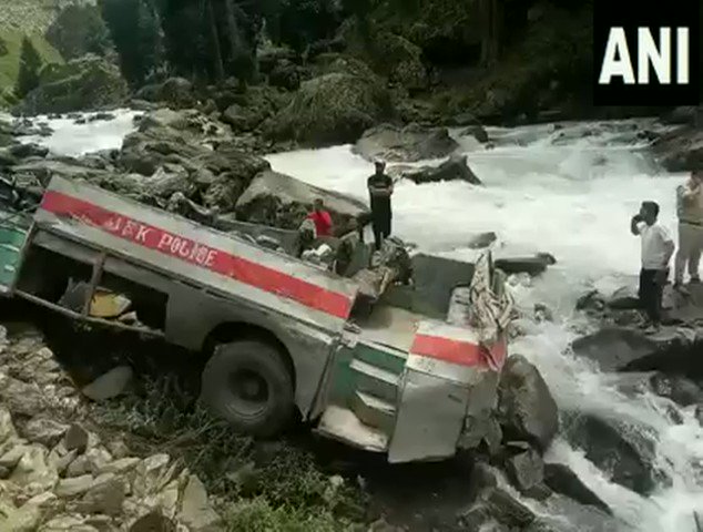 current affairs, jammu kashmir, Bus full of ITBP personnel falls into gorge, 7 dead, 32 injured