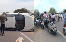 Chhatarpur news, Car overturned while trying to save the stray cows, many injured