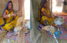 sheohar news, Women making colorful basket from waste material