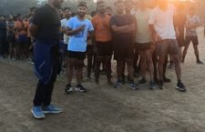 Youth preparing for the Bihar Police recruitment physical exam