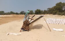 woman working in the sand