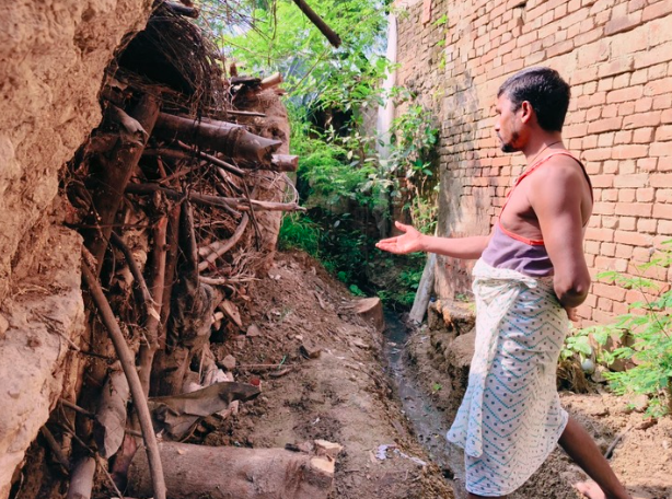 The condition of Kailash's mud house