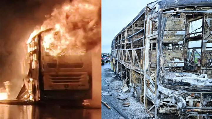 Hyderabad to Bangalore bus catches fire