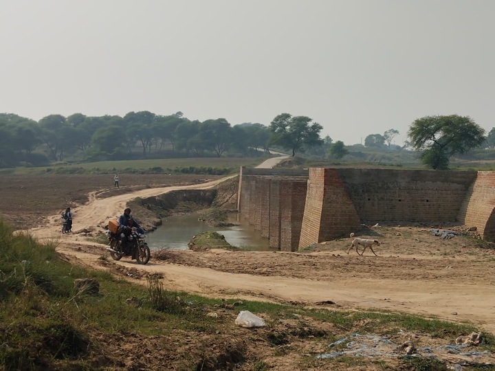 Incomplete construction of the pool in the village