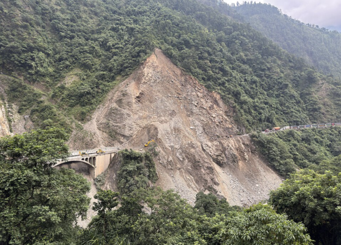 An old image of a dry landslide in Tuinkhola, Nepal. Photo: Wikimedia Commons/Screenshot